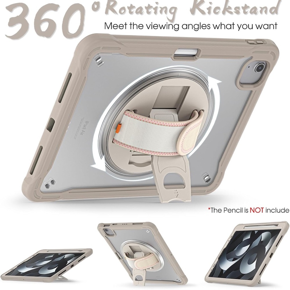 360 Rotating Kickstand Tablet Case - Beige